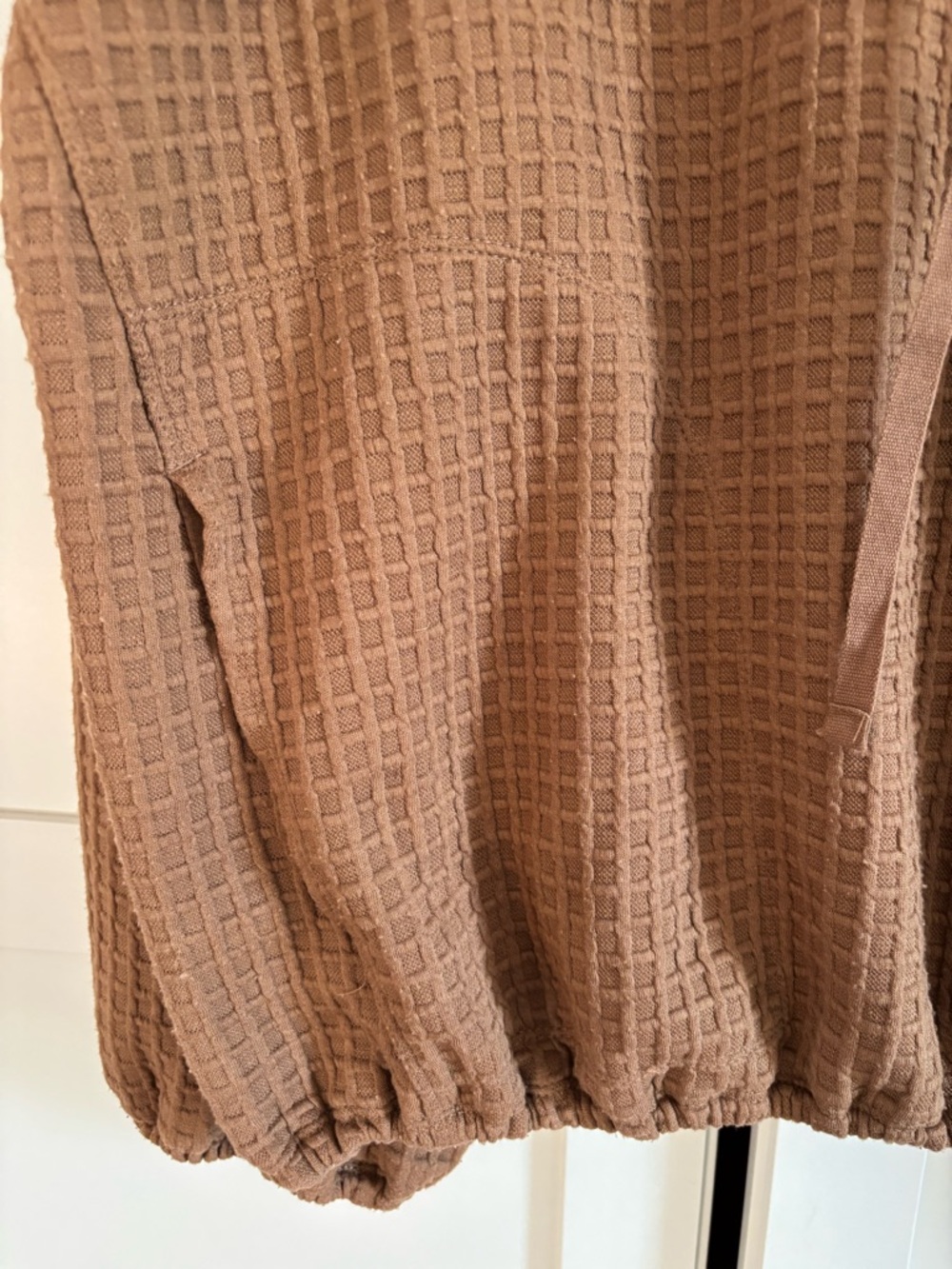 Max Studio Waffle-Knit Hooded Cardigan - Tan - Picture 2 of 4